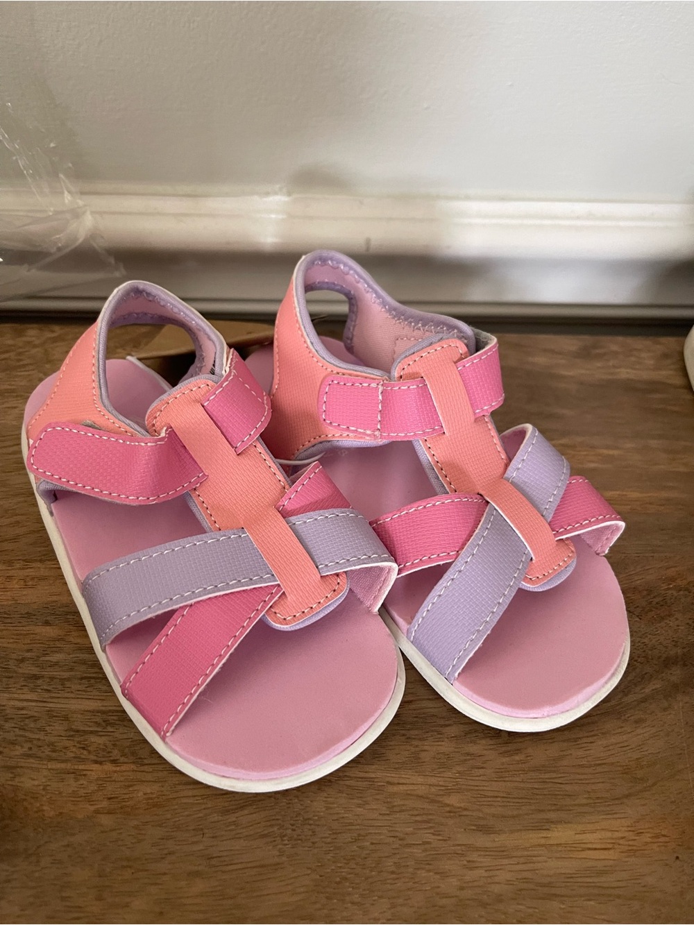 See Kai Run Pink & Lavender Strappy Toddler Sandals